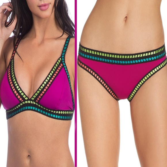 La Blanca Other - La Blanca Swimwear Threading Along Bikini Magenta